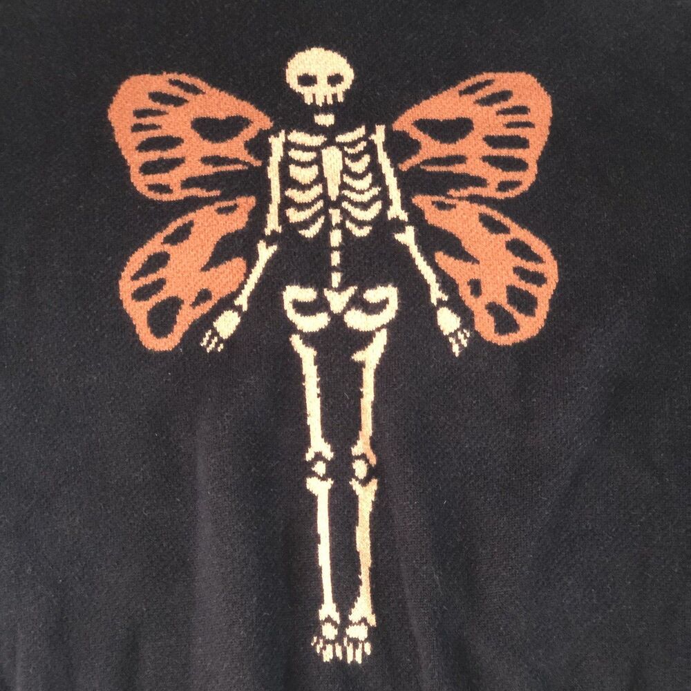 Black Friday Dangerfield Skeleton Butterfly Turtleneck Sweater Black XXL BGFV211